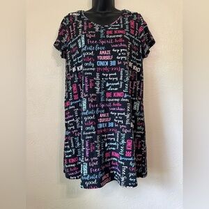 Graphic Print Black Dress 0162